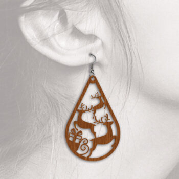 Intra απο ξύλο plywood 3mm-4mm πάχος - Χριστουγεννιάτικα σκουλαρίκια δάκρυ - Laser Cut Δίασταση 3x3 cm INTRAFABR-53893666 - Image 2