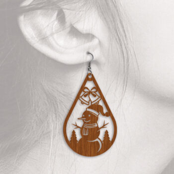 Intra απο ξύλο plywood 3mm-4mm πάχος - Χριστουγεννιάτικα σκουλαρίκια δάκρυ - Laser Cut Δίασταση 3x3 cm INTRAFABR-53893666 - Image 4