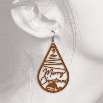 Intra απο ξύλο plywood 3mm-4mm πάχος - Χριστουγεννιάτικα σκουλαρίκια δάκρυ - Laser Cut Δίασταση 3x3 cm INTRAFABR-53893666 - Image 8