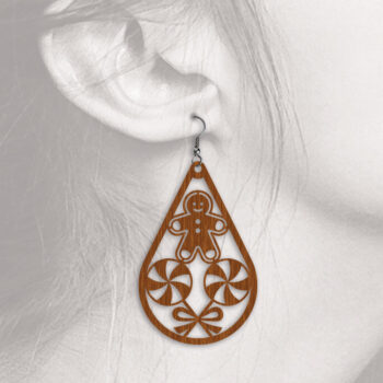 Intra απο ξύλο plywood 3mm-4mm πάχος - Χριστουγεννιάτικα σκουλαρίκια δάκρυ - Laser Cut Δίασταση 3x3 cm INTRAFABR-53893666 - Image 11