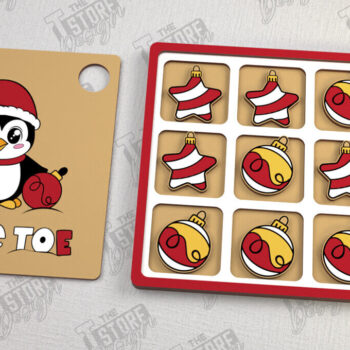 Intra απο ξύλο plywood 3mm-4mm πάχος - Χριστουγεννιάτικο Tic Tac Toe | Επιτραπέζιο παιχνίδι | CNC Δίασταση 15x15 cm INTRAFABR-107953608 - Image 1