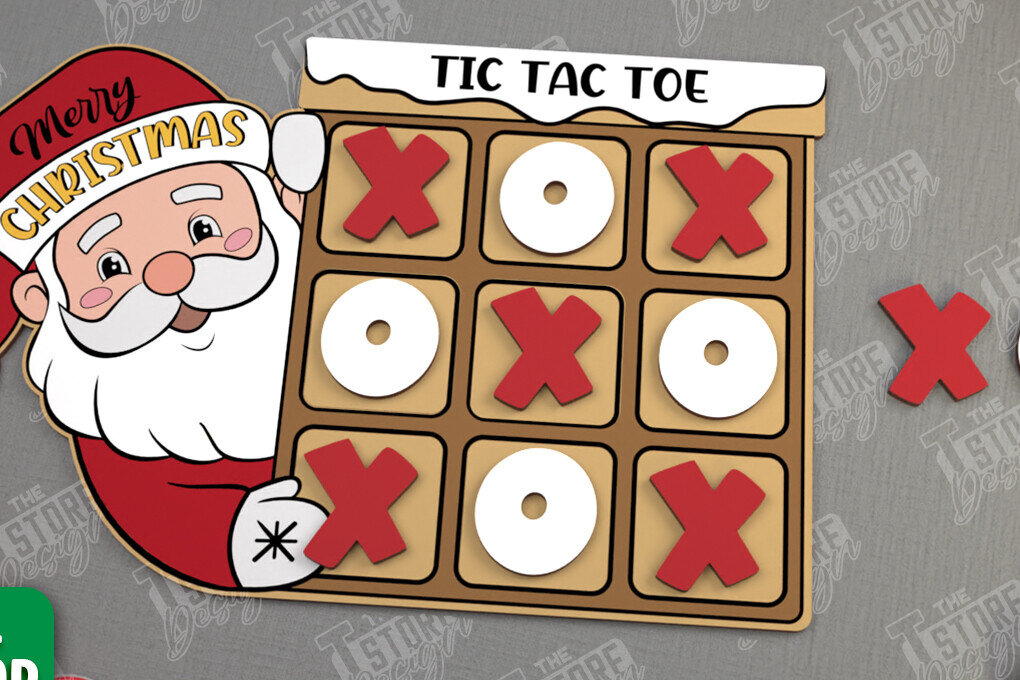 Intra απο ξύλο plywood 3mm-4mm πάχος - Χριστουγεννιάτικο Tic Tac Toe | Επιτραπέζιο παιχνίδι | CNC Δίασταση 15x15 cm INTRAFABR-107953647