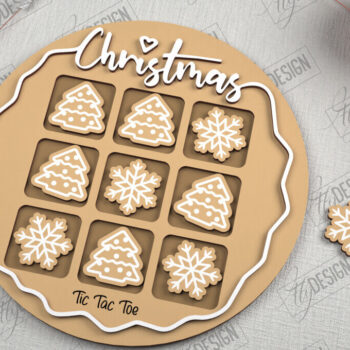 Intra απο ξύλο plywood 3mm-4mm πάχος - Χριστουγεννιάτικο Tic Tac Toe | Επιτραπέζιο παιχνίδι | CNC Δίασταση 15x15 cm INTRAFABR-107193281 - Image 1