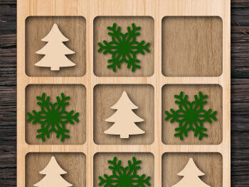 Intra απο ξύλο plywood 3mm-4mm πάχος - Χριστουγεννιάτικο παιχνίδι Tic Tac Toe Δίασταση 15x15 cm INTRAFABR-74878976 - Image 1