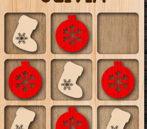 Intra απο ξύλο plywood 3mm-4mm πάχος - Χριστουγεννιάτικο παιχνίδι Tic Tac Toe Δίασταση 15x15 cm INTRAFABR-74878986