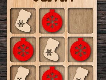 Intra απο ξύλο plywood 3mm-4mm πάχος - Χριστουγεννιάτικο παιχνίδι Tic Tac Toe Δίασταση 15x15 cm INTRAFABR-74878986 - Image 1