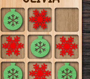 Intra απο ξύλο plywood 3mm-4mm πάχος - Χριστουγεννιάτικο παιχνίδι Tic Tac Toe Δίασταση 15x15 cm INTRAFABR-74879014