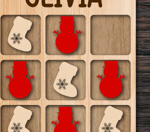 Intra απο ξύλο plywood 3mm-4mm πάχος - Χριστουγεννιάτικο παιχνίδι Tic Tac Toe Δίασταση 15x15 cm INTRAFABR-74879025