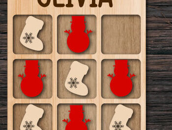 Intra απο ξύλο plywood 3mm-4mm πάχος - Χριστουγεννιάτικο παιχνίδι Tic Tac Toe Δίασταση 15x15 cm INTRAFABR-74879025 - Image 1