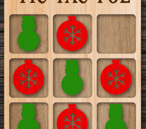 Intra απο ξύλο plywood 3mm-4mm πάχος - Χριστουγεννιάτικο παιχνίδι Tic Tac Toe Δίασταση 15x15 cm INTRAFABR-74879035