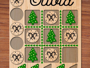 Intra απο ξύλο plywood 3mm-4mm πάχος - Χριστουγεννιάτικο παιχνίδι Tic Tac Toe Laser Cut Δίασταση 15x15 cm INTRAFABR-79781654 - Image 3