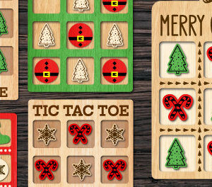 Intra απο ξύλο plywood 3mm-4mm πάχος - Χριστουγεννιάτικο παιχνίδι Tic Tac Toe Laser Cut Δίασταση 15x15 cm INTRAFABR-106894438