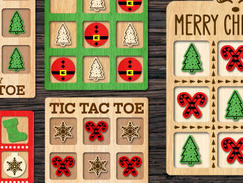 Intra απο ξύλο plywood 3mm-4mm πάχος - Χριστουγεννιάτικο παιχνίδι Tic Tac Toe Laser Cut Δίασταση 15x15 cm INTRAFABR-106894438 - Image 1