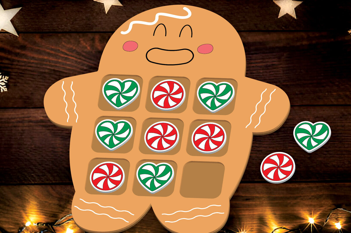 Intra απο ξύλο plywood 3mm-4mm πάχος - Χριστουγεννιάτικο παιχνίδι Tic Tac Toe Laser Cut  Δίασταση 15x15 cm INTRAFABR-107840071