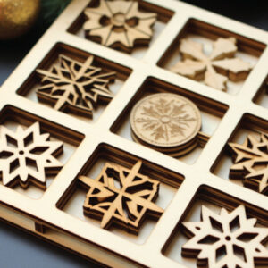 Intra απο ξύλο plywood 3mm-4mm πάχος - Χριστουγεννιάτικο παιχνίδι Tic Tac Toe Laser Cut  Δίασταση 4x4 cm INTRAFABR-82301687