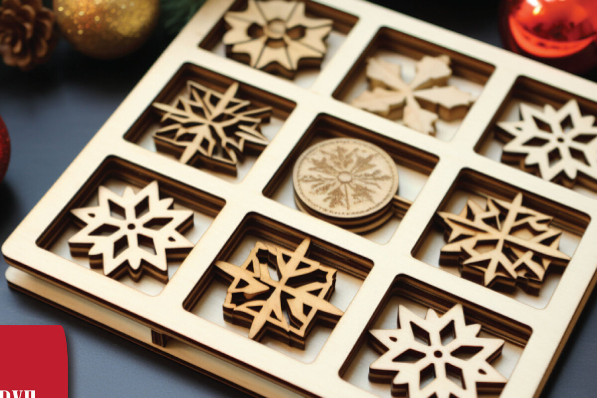 Intra απο ξύλο plywood 3mm-4mm πάχος - Χριστουγεννιάτικο παιχνίδι Tic Tac Toe Laser Cut  Δίασταση 4x4 cm INTRAFABR-82301687