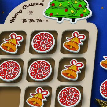 Intra απο ξύλο plywood 3mm-4mm πάχος - Χριστουγεννιάτικο παιχνίδι Tic Tac Toe Laser Cut  Δίασταση 15x15 cm INTRAFABR-107769362 - Image 2