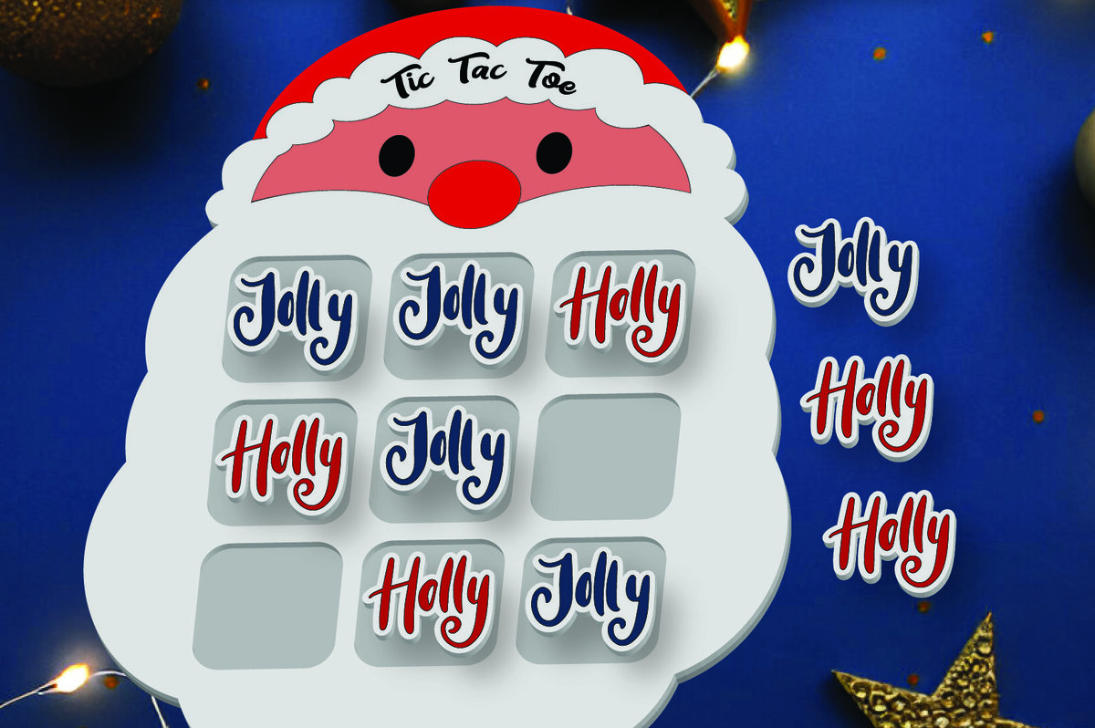 Intra απο ξύλο plywood 3mm-4mm πάχος - Χριστουγεννιάτικο παιχνίδι Tic Tac Toe Laser Cut  Δίασταση 15x15 cm INTRAFABR-107771771