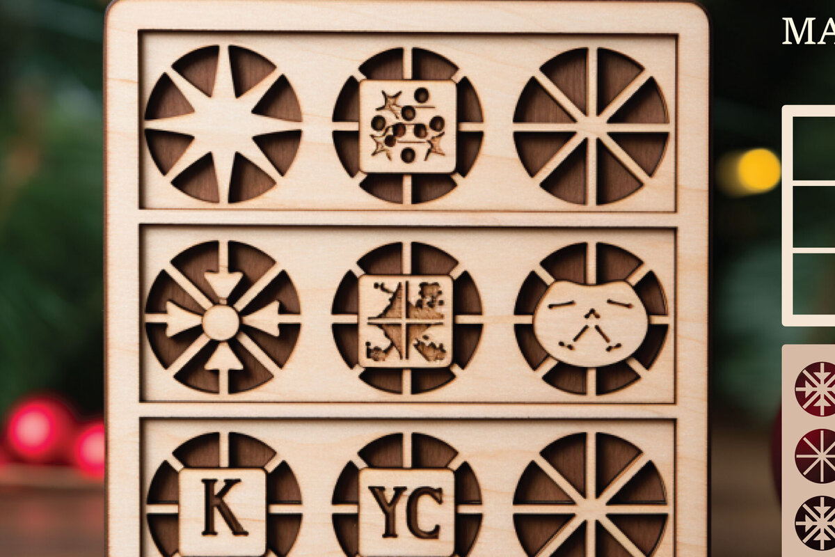 Intra απο ξύλο plywood 3mm-4mm πάχος - Χριστουγεννιάτικο παιχνίδι Tic Tac Toe Laser Cut  Δίασταση 4x4 cm INTRAFABR-82300365