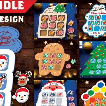 Intra απο ξύλο plywood 3mm-4mm πάχος - Πακέτο  Παιχνιδιού Tic Tac Toe Χριστουγέννων Δίασταση 15x15 cm INTRAFABR-107840502 - Image 1