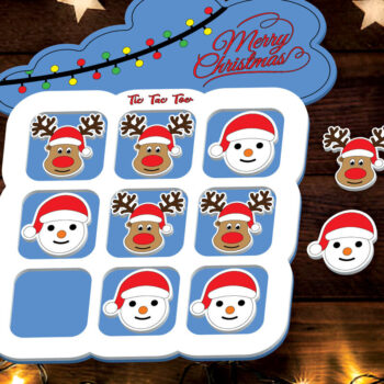 Intra απο ξύλο plywood 3mm-4mm πάχος - Πακέτο  Παιχνιδιού Tic Tac Toe Χριστουγέννων Δίασταση 15x15 cm INTRAFABR-107840502 - Image 4