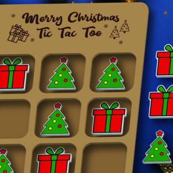 Intra απο ξύλο plywood 3mm-4mm πάχος - Πακέτο  Παιχνιδιού Tic Tac Toe Χριστουγέννων Δίασταση 15x15 cm INTRAFABR-107840502 - Image 9