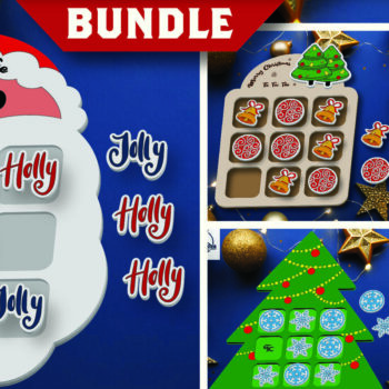 Intra απο ξύλο plywood 3mm-4mm πάχος - Πακέτο  Παιχνιδιού Tic Tac Toe Χριστουγέννων Δίασταση 15x15 cm INTRAFABR-107771947 - Image 1