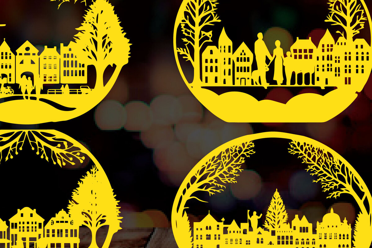 Intra απο ξύλο plywood 3mm-4mm πάχος - Πακέτο  Παραδοσιακής Πόλης Χριστουγέννων Δίασταση 4x4 cm INTRAFABR-83767481