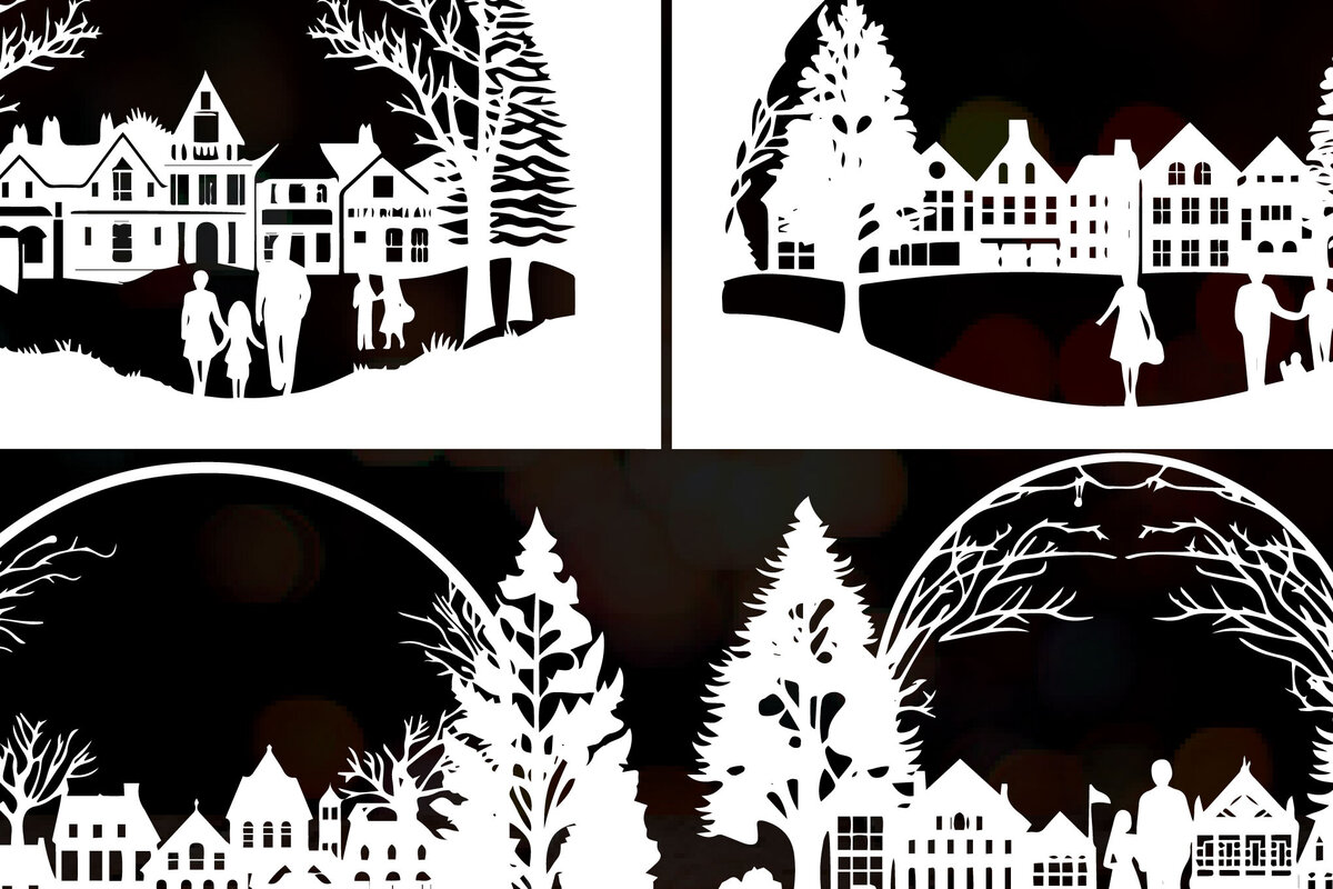 Intra απο ξύλο plywood 3mm-4mm πάχος - Πακέτο  Παραδοσιακής Πόλης Χριστουγέννων Δίασταση 4x4 cm INTRAFABR-83789378