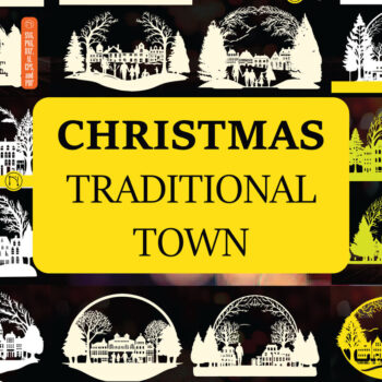 Intra απο ξύλο plywood 3mm-4mm πάχος - Πακέτο  Παραδοσιακής Πόλης Χριστουγέννων Δίασταση 4x4 cm INTRAFABR-83790428 - Image 1