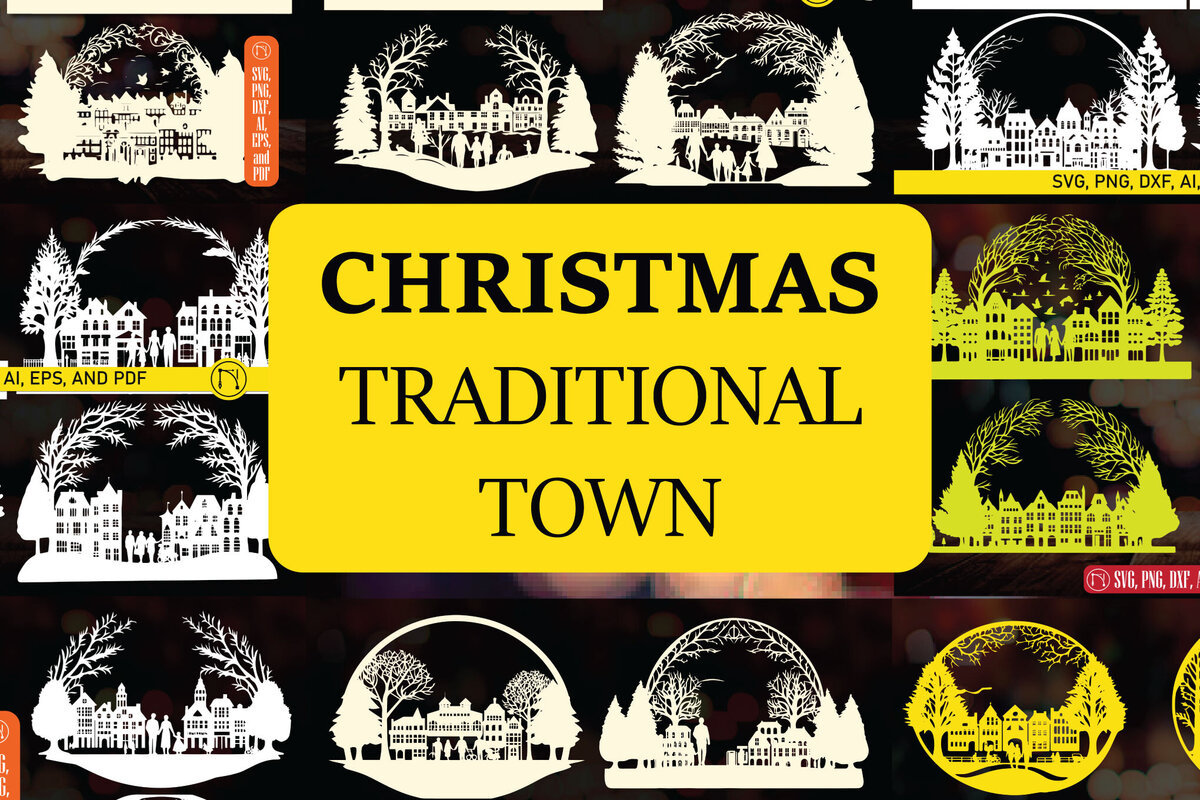 Intra απο ξύλο plywood 3mm-4mm πάχος - Πακέτο  Παραδοσιακής Πόλης Χριστουγέννων Δίασταση 4x4 cm INTRAFABR-83790428