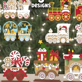 Intra απο ξύλο plywood 3mm-4mm πάχος - Πακέτο χριστουγεννιάτικου τρένου | Ιδέα δώρου | CNC Δίασταση 15x15 cm INTRAFABR-108851729 - Image 1