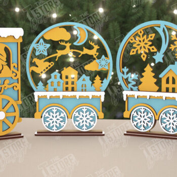 Intra απο ξύλο plywood 3mm-4mm πάχος - Πακέτο χριστουγεννιάτικου τρένου | Ιδέα δώρου | CNC Δίασταση 15x15 cm INTRAFABR-108851729 - Image 5