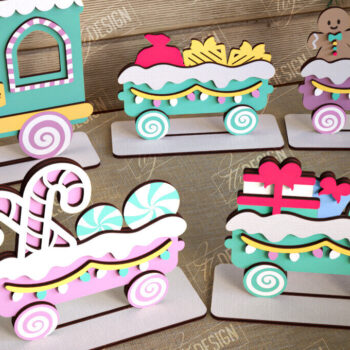 Intra απο ξύλο plywood 3mm-4mm πάχος - Πακέτο χριστουγεννιάτικου τρένου | Διακόσμηση διακοπών Δίασταση 15x15 cm INTRAFABR-108902103 - Image 4