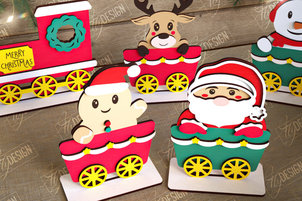 Intra απο ξύλο plywood 3mm-4mm πάχος - Χριστουγεννιάτικο Τρένο | Διακοπές | Το τρένο του Άη Βασίλη Δίασταση 15x15 cm INTRAFABR-108901860