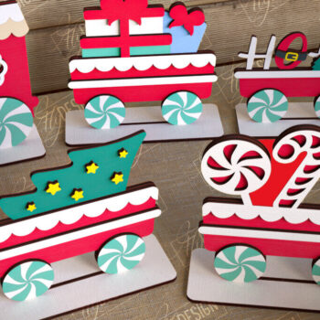 Intra απο ξύλο plywood 3mm-4mm πάχος - Χριστουγεννιάτικο Τρένο | Διακοπές | Το τρένο του Άη Βασίλη Δίασταση 15x15 cm INTRAFABR-108901863 - Image 1