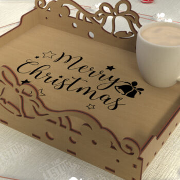 Intra απο ξύλο plywood 3mm-4mm πάχος - Χριστουγεννιάτικος Δίσκος | Δίσκος ορεκτικών για σνακ Δίασταση 15x15 cm INTRAFABR-107185646 - Image 1