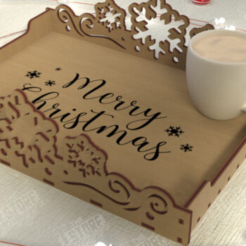 Intra απο ξύλο plywood 3mm-4mm πάχος - Χριστουγεννιάτικος Δίσκος | Δίσκος ορεκτικών για σνακ Δίασταση 15x15 cm INTRAFABR-107185660 - Image 1