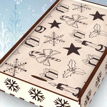 Intra απο ξύλο plywood 3mm-4mm πάχος - Χριστουγεννιάτικο Συρόμενο Κουτί Χαρακτική Θησαυρού Δίασταση 15x15 cm INTRAFABR-109675538 - Image 1