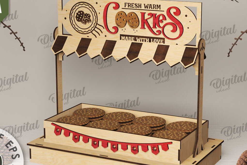 Intra απο ξύλο plywood 3mm-4mm πάχος - Χριστουγεννιάτικες λιχουδιές Shop Stand Laser cut Δίασταση 15x15 cm INTRAFABR-110111899