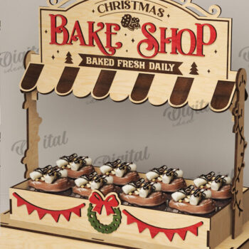 Intra απο ξύλο plywood 3mm-4mm πάχος - Χριστουγεννιάτικα κεράσματα Shop Stand  Πακέτο Δίασταση 15x15 cm INTRAFABR-110114017 - Image 1