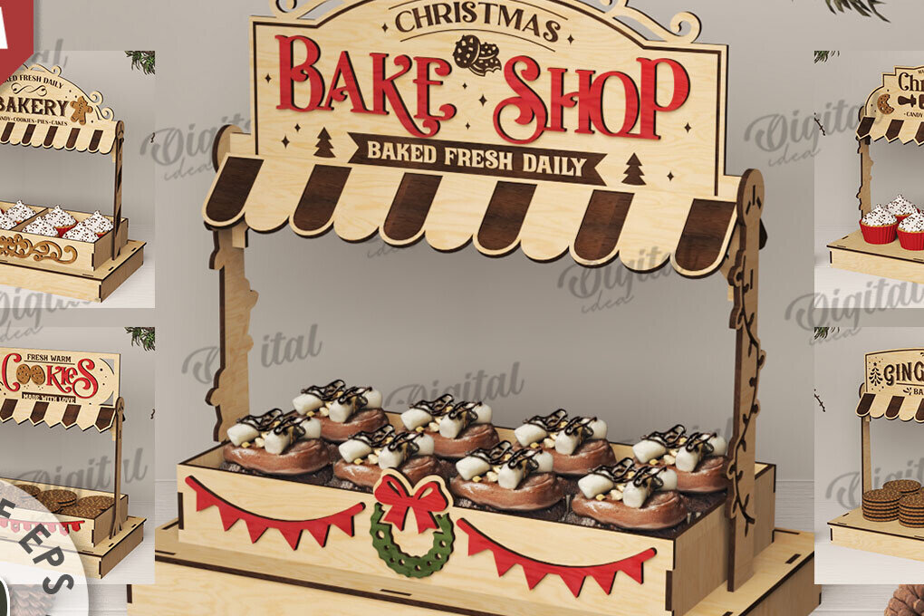 Intra απο ξύλο plywood 3mm-4mm πάχος - Χριστουγεννιάτικα κεράσματα Shop Stand  Πακέτο Δίασταση 15x15 cm INTRAFABR-110114017