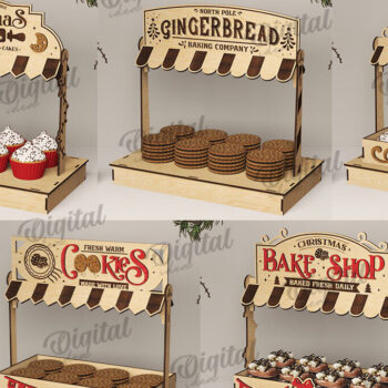 Intra απο ξύλο plywood 3mm-4mm πάχος - Χριστουγεννιάτικα κεράσματα Shop Stand  Πακέτο Δίασταση 15x15 cm INTRAFABR-110114017 - Image 2