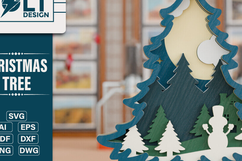 Intra απο ξύλο plywood 3mm-4mm πάχος - Χριστουγεννιάτικο δέντρο 3D  Πολυστρωματική κοπή Δίασταση 20x25 cm INTRAFABR-108270965