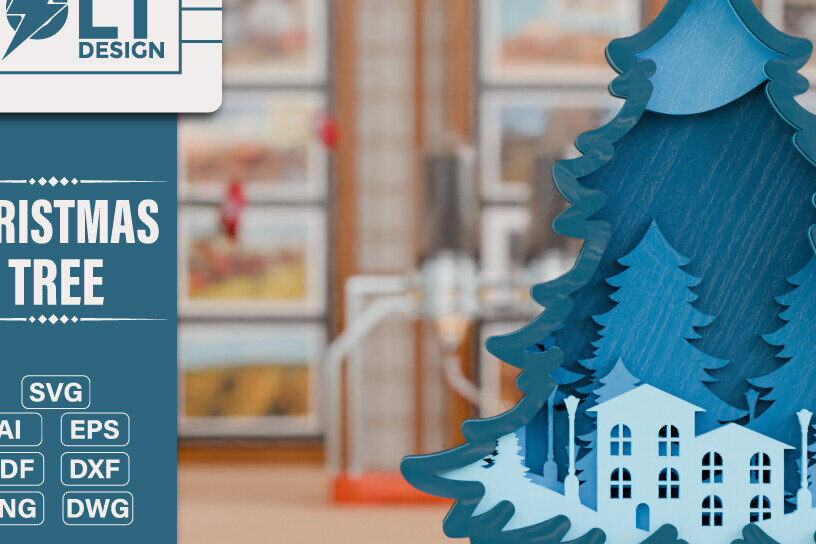 Intra απο ξύλο plywood 3mm-4mm πάχος - Χριστουγεννιάτικο δέντρο 3D  Πολυστρωματική κοπή Δίασταση 20x25 cm INTRAFABR-108799101