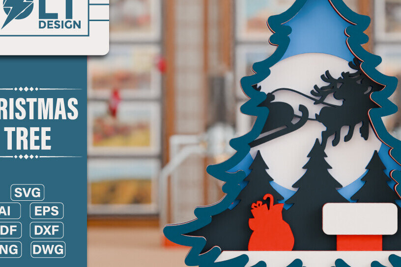 Intra απο ξύλο plywood 3mm-4mm πάχος - Χριστουγεννιάτικο δέντρο 3D  Πολυστρωματική κοπή Δίασταση 20x25 cm INTRAFABR-108799563