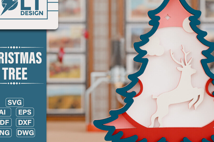 Intra απο ξύλο plywood 3mm-4mm πάχος - Χριστουγεννιάτικο δέντρο 3D  Πολυστρωματική κοπή Δίασταση 20x25 cm INTRAFABR-108799626