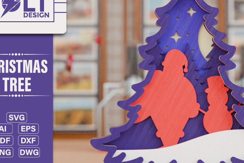 Intra απο ξύλο plywood 3mm-4mm πάχος - Χριστουγεννιάτικο δέντρο 3D  Πολυστρωματική κοπή Δίασταση 20x25 cm INTRAFABR-108138259