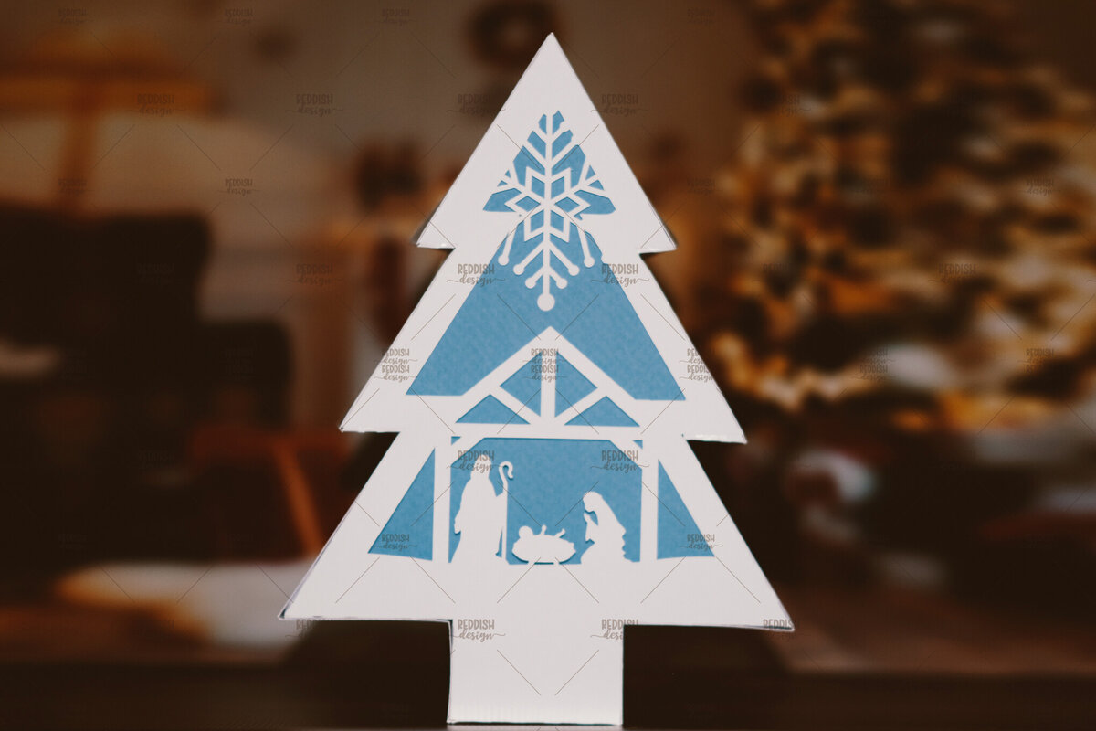 Intra απο ξύλο plywood 3mm-4mm πάχος - Χριστουγεννιάτικο Δέντρο Κουτί  Δίασταση 20x20 cm INTRAFABR-106594451