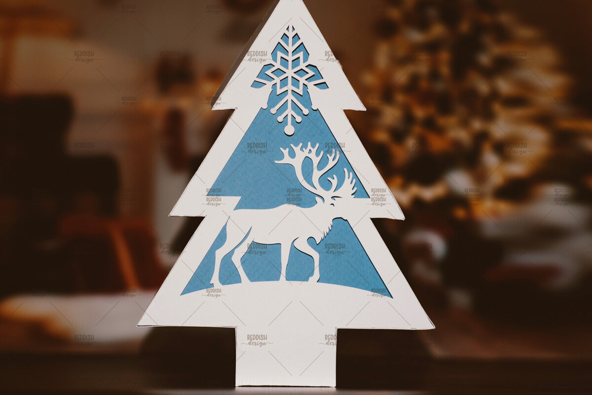 Intra απο ξύλο plywood 3mm-4mm πάχος - Χριστουγεννιάτικο Δέντρο Κουτί  Δίασταση 20x20 cm INTRAFABR-106594499